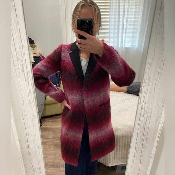 Pink Ombre Mohair and Wool Winter Coat Blazer Jacket Clements Ribeiro XS - Picture 2 of 11